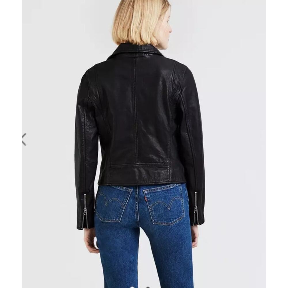 Levis Leather Moto‎ Jacket Womens Medium Caviar Black Motorcycle Bikercore - Picture 2 of 16